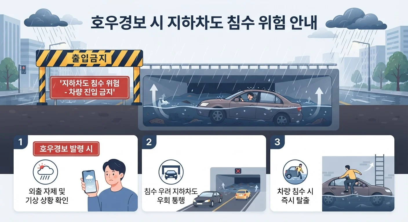 2026 호우경보 지하차도 침수 위험 경보: 실시간 통제 확인 및 대피 요령 2 호우경보 지하차도 침수 안내