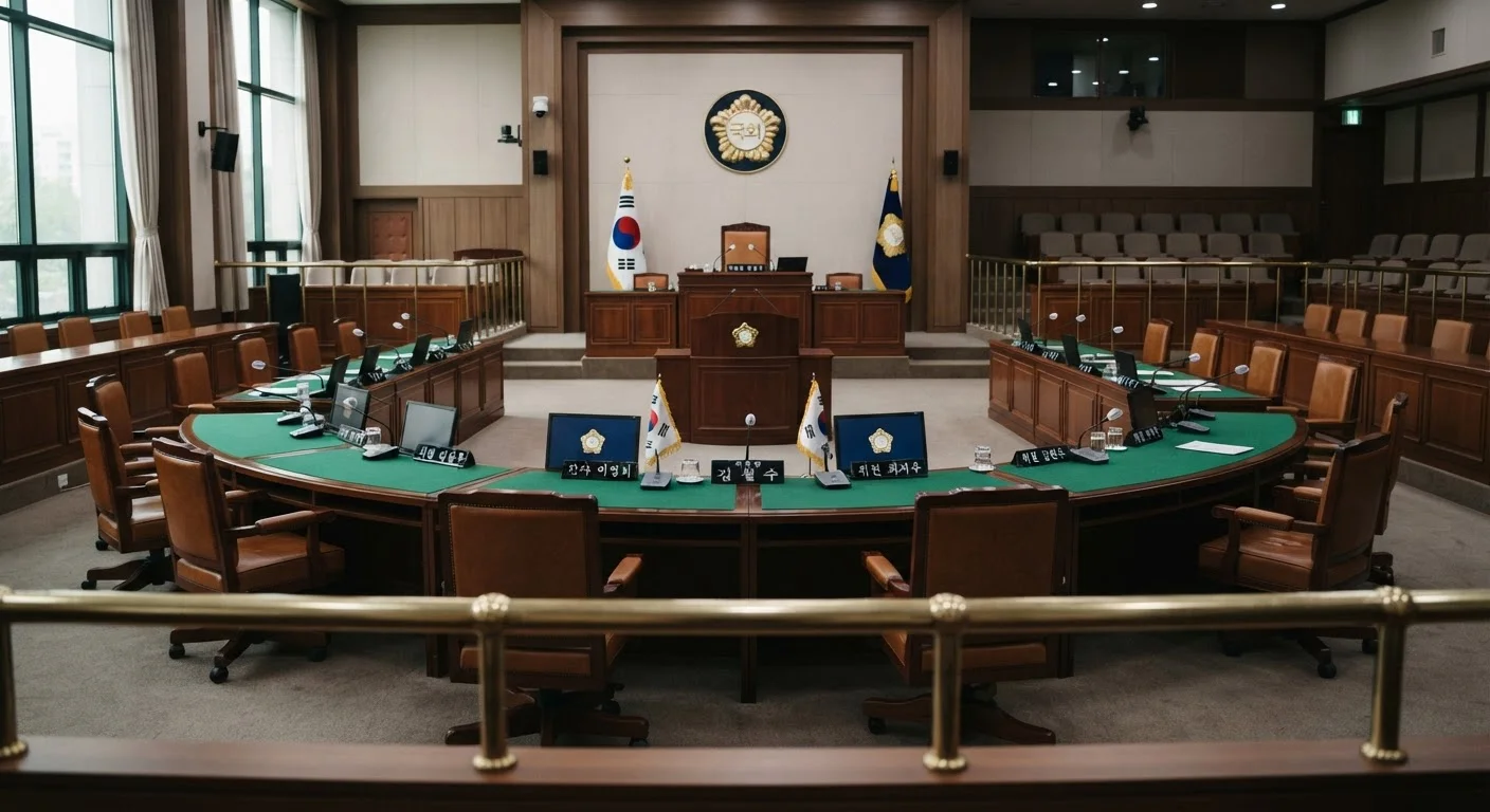 국회의원 당원권 정지 및 정당 징계 절차를 상징하는 국회 회의실