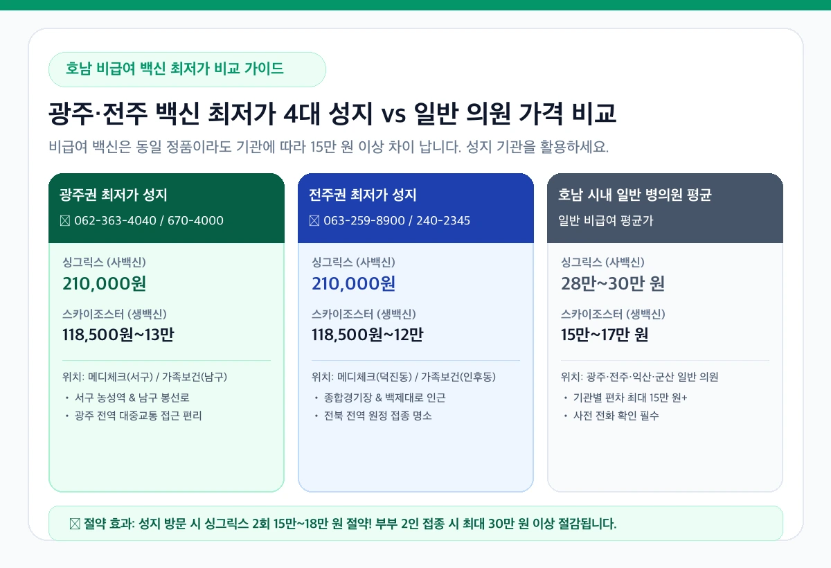 호남 광주 전주 대상포진 비급여 최저가 성지 기관 가격 비교 인포그래픽