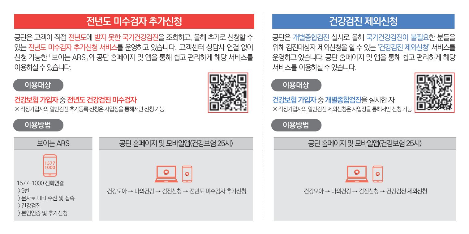 국민건강보험공단 2026 안내서의 전년도 미수검자 추가신청 방법